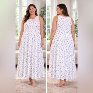 Sleeveless White Floral Swing Tank Dress size 3X NWOT